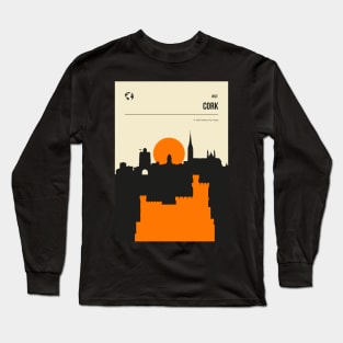 Cork Ireland Vintage Book Cover Skyline Travel Poster Long Sleeve T-Shirt